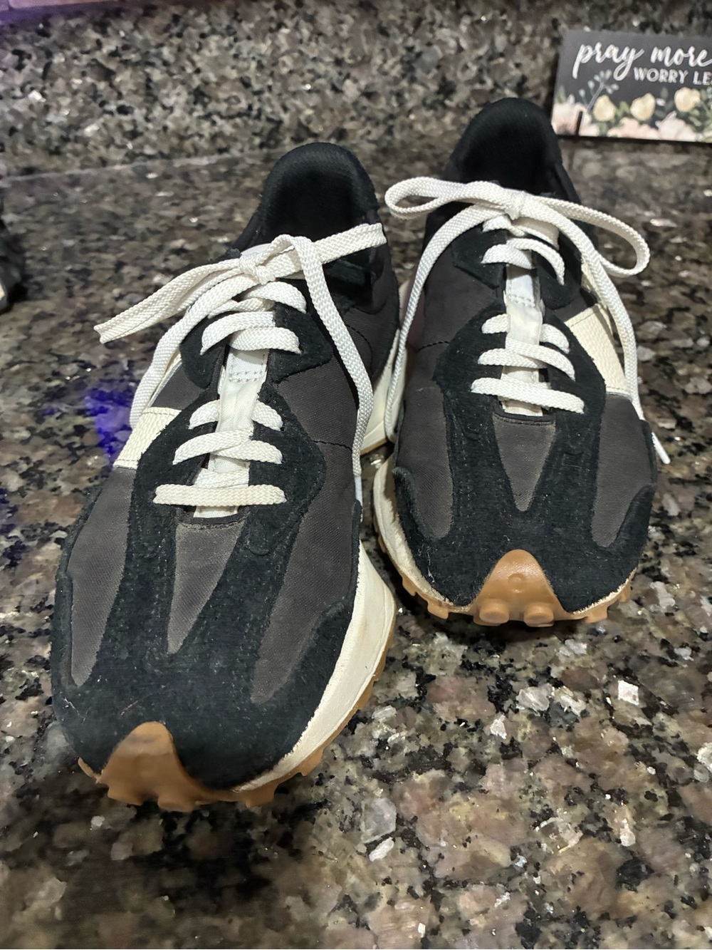 Womens Black and Cream Athletic Sneakers